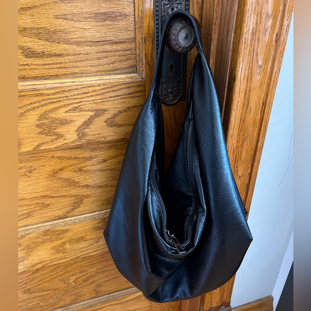 Faux Leather Hobo Bag